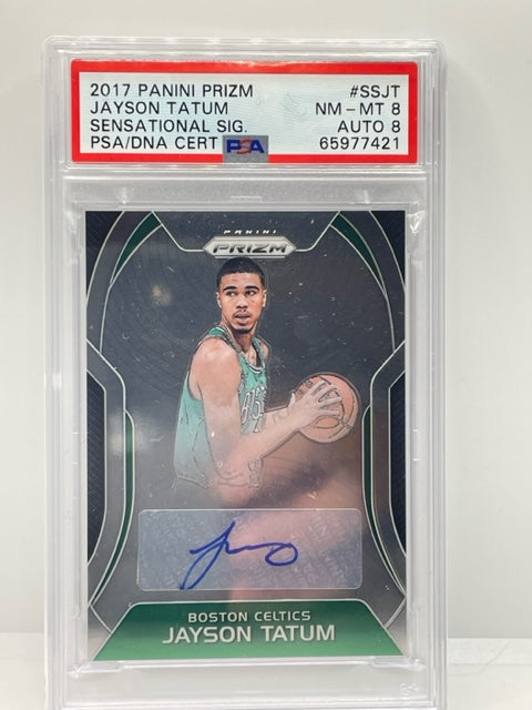 2017 Panini Prizm Jayson Tatum RC Sensational Sig PSA 8