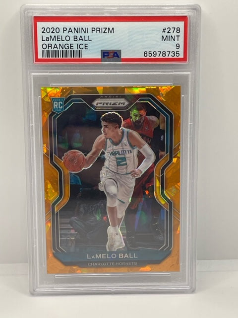 2020 Panini Prizm Lamelo Ball RC #278 Orange Ice PSA 9